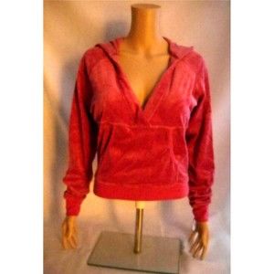 SELF ESTEEM Shirt Jacket Top Juniors Medium Mulberry Velour Hooded Cropped NOS